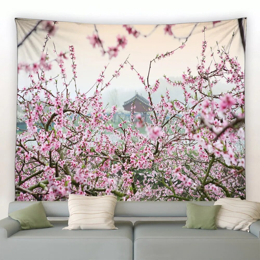 Park Plant Flowers Tapestry Vintage Wall Floral Green Leaves Plants ...