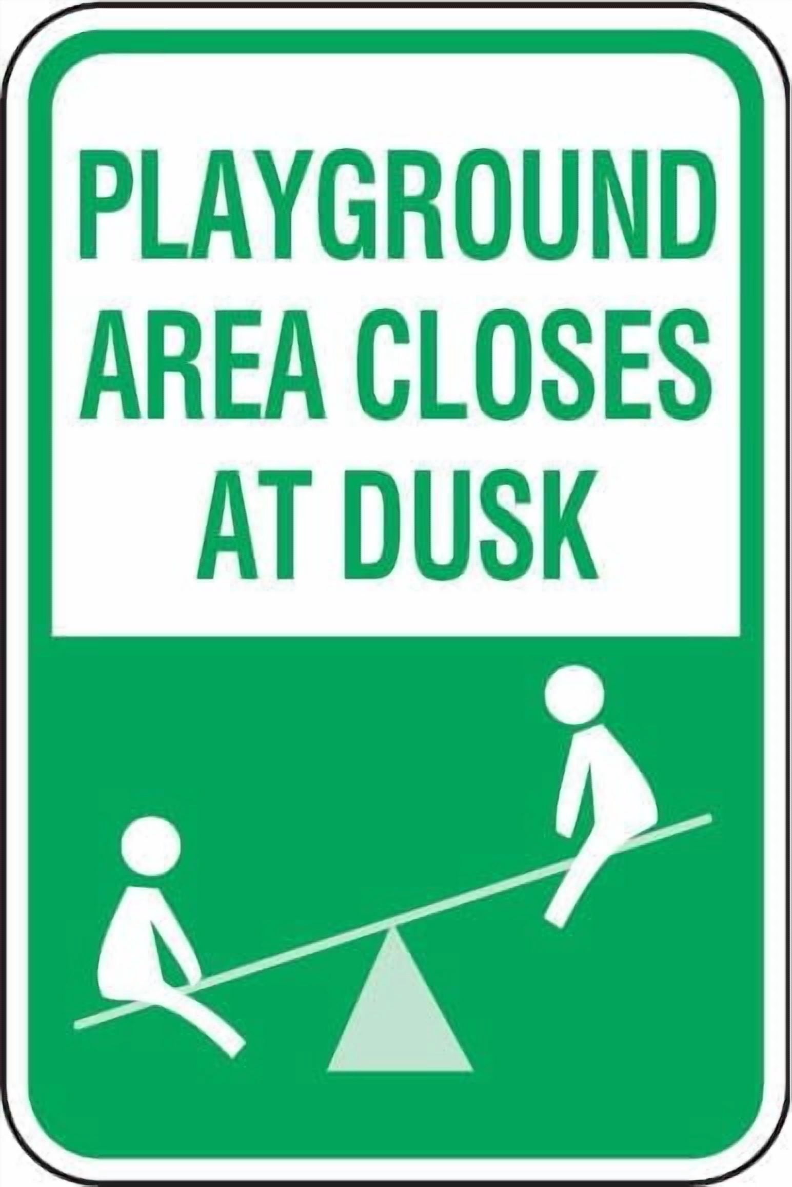Park & Playground Signs - Playground Area Closes At Dusk Metal Sign ...