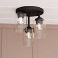thumbnail image 1 of Park Ridge 3-Light 10.5 in. Wide Matte Black Transitional Cylinder Flush Mount Lighting Fixture, Clear Glass Shade, LED Compatible, for Low Ceilings, Bedroom, Hallway, Kitchen, 1 of 11