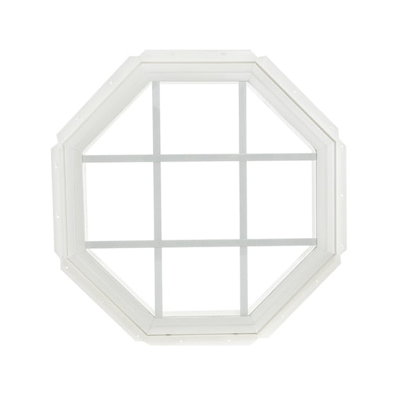 Glass Ridge Window Park Ridge Vinyl Octagon Window with Insulated Glass and Grids, 22'' x ...
