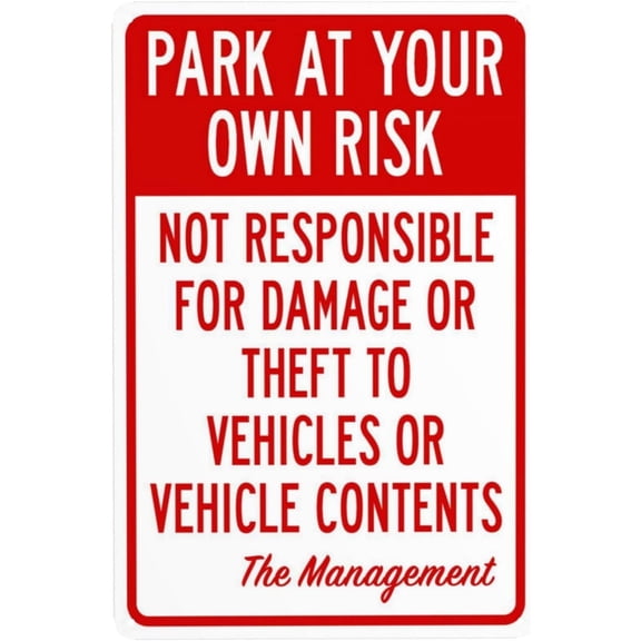 Park At Your Own Risk Fly Or Foul Balls May Strike Vehicles Metal Warning Signs, Cautions Security Tin Sign, Safety Posted Signs, Perfect for Street Business Wall Decor 8 x 12 Inch