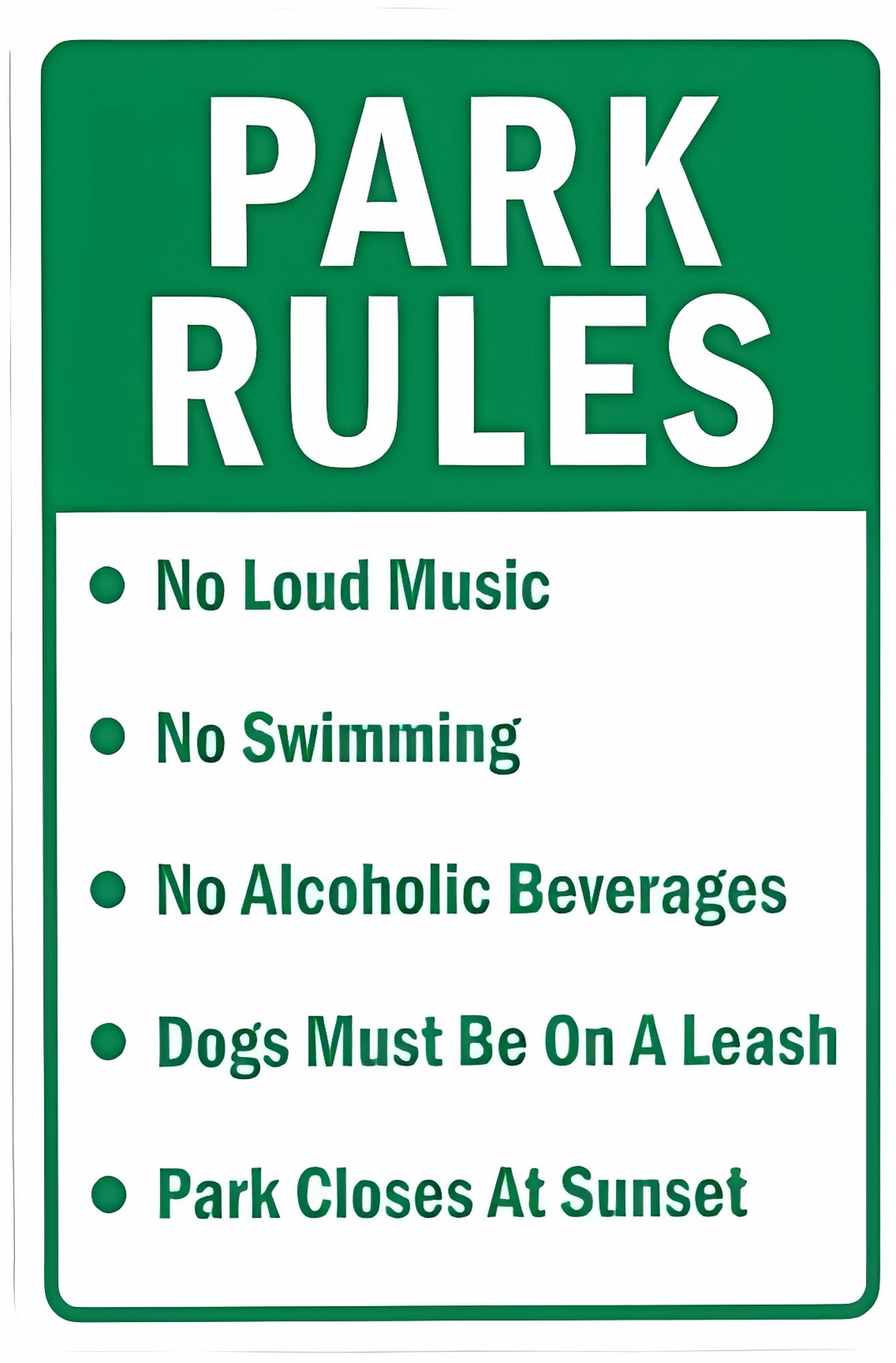 Park Rules Warning Sign - 8