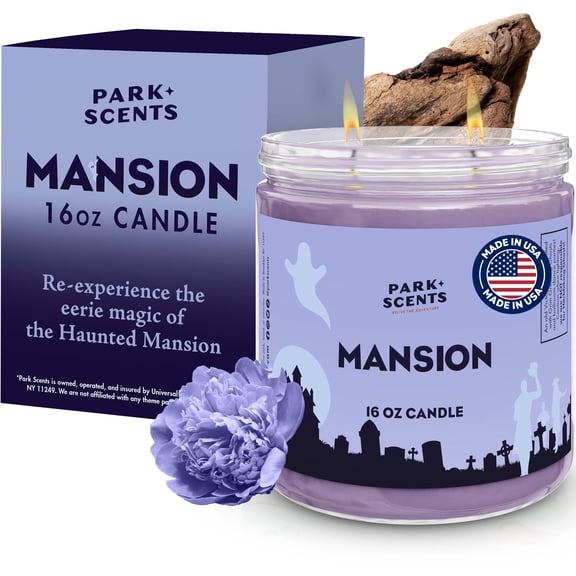 Park Scents Mansion Candle   Scented Candles for Home with Peony, Violet, Plum, Leather, Aged Wood, Amber, Musk, Vanilla  Vegan Soy Wax, Made in USA, Friend Birthday Gift (16oz. Glass Jar)
