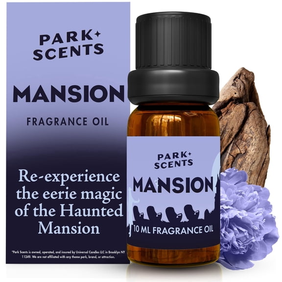 Park Scents Mansion Fragrance Oil  Theme Park Scented Essential Oils for Diffusers with Peony, Violet, Plum, Leather, Aged Wood, Amber, Musk, Vanilla  Made in USA, Home Aromatherapy Gifts (10ml)