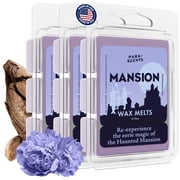 Park Scents Mansion Scented Candle Wax Melts   Theme Park Melting Wax Cubes with Strong Scent of Peony, Violet, Plum, Leather, Aged Wood, Amber, Musk, Vanilla   Vegan Soy, Made in USA 3 Pack