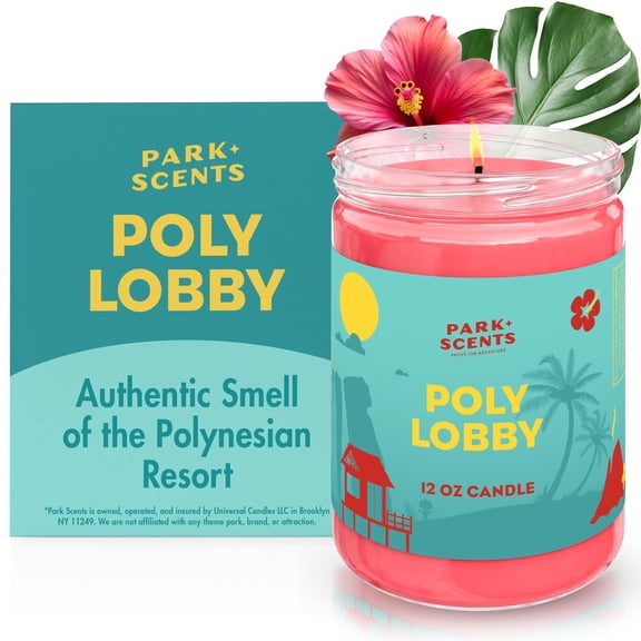 Park Scents Poly Lobby Polynesian Resort Theme Park Hotel Candle Notes of Hibiscus, Musk, Orange Blossom, Luxury Scented Candles for Home, Gifts for Women Vegan Soy Wax Blend Made in USA (12 oz)
