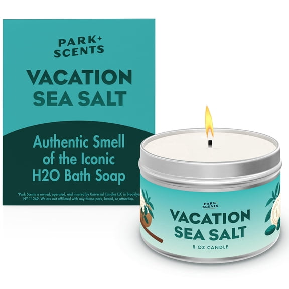 Park Scents Vacation Sea Salt Theme Park Luxury Hotel Candle Peppermint Eucalyptus Musk Scent Vegan Soy Wax Blend Handmade in USA Gifts for Women, Hostess, Sister, Birthday