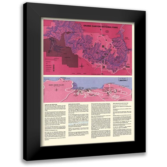 Park Services 12x14 Black Modern Framed Museum Art Print Titled - Grand Canyon South Rim Arizona - USPS 1975