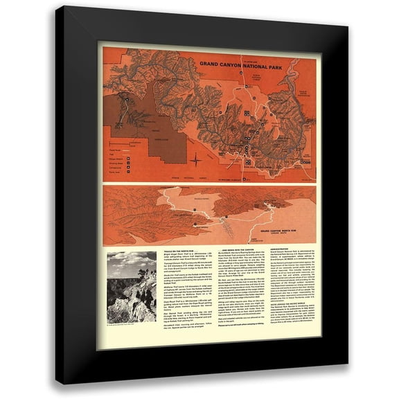 Park Services 15x18 Black Modern Framed Museum Art Print Titled - Grand Canyon North Rim Arizonia - USPS 1975