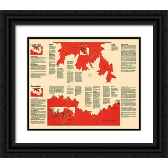 Park Services 31x26 Black Ornate Wood Framed with Double Matting Museum Art Print Titled - Grand Canyon Visitors Brochure - USPS 1930