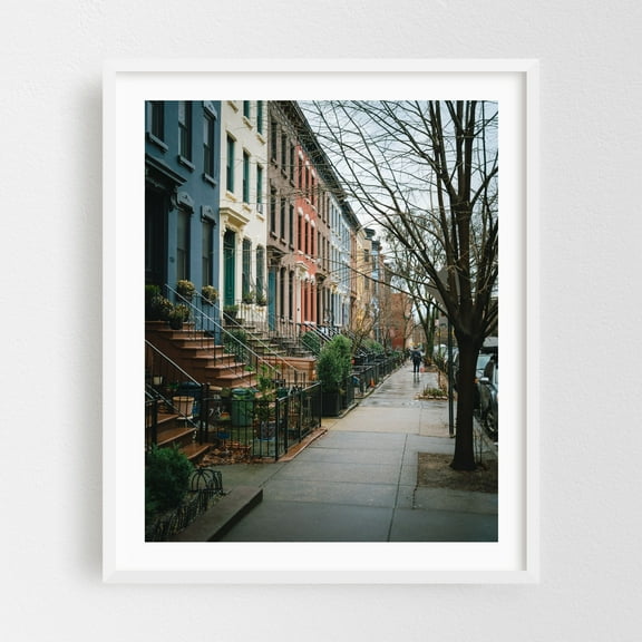 Park Slope Architectural 04 - Brooklyn New York Photography Architecture City Street Photography Travel Poster Vintage Winter White Framed Wall Art Print 6 x 8 inches