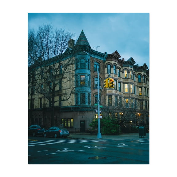 Park Slope Architectural 06 - Brooklyn New York Photography Architecture Cityscape Street Photography Vintage Night Sky Unframed Wall Art Print 6 x 8 inches