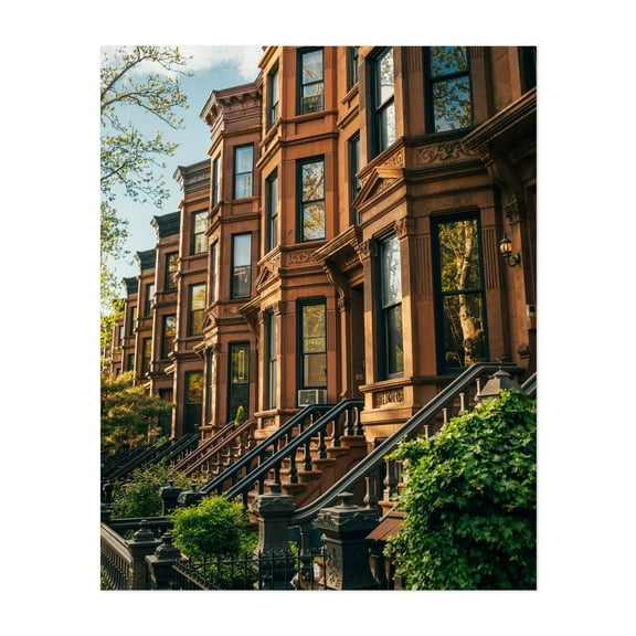 Park Slope Brownstones - Brooklyn New York Photography Unframed Wall Art Print 8 x 10 inches