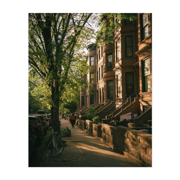 Park Slope Sidewalk - Brooklyn New York Photography Architecture City Street Photography Bicycle Vintage Scenic Unframed Wall Art Print 4 x 6 inches