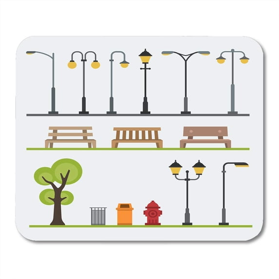 Park Street Light Posts and Outdoor for Construction of Landscapes Flat Lamp City Mousepad Mouse Pad Mouse Mat 9x10 inch