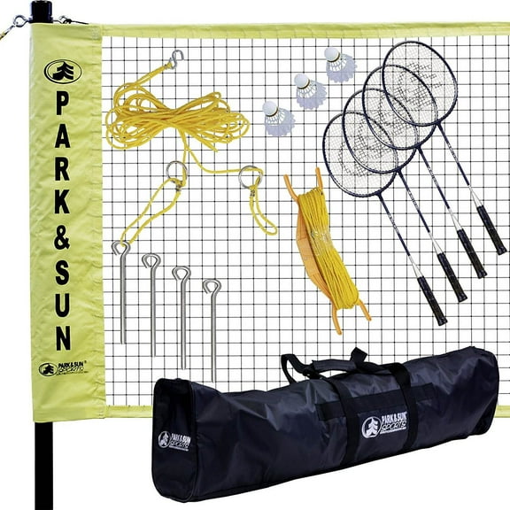 Park & Sun Sports Portable Outdoor Complete Badminton Set w/ Carry Case, Yellow