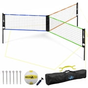 Park & Sun Sports Tri-Ball FUN 3-Net Volleyball System   Portable 3-Team Outdoor Game Set with Boundary, Ball & Pump