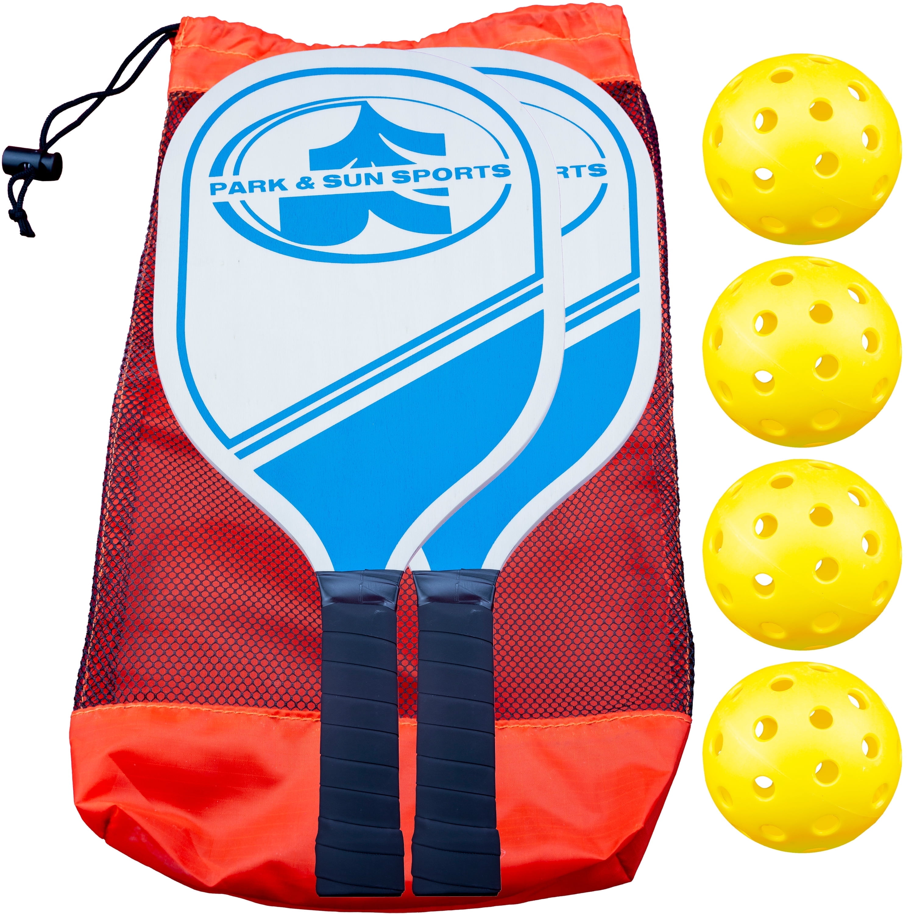 Park & Sun Sports Wooden Pickleball Paddle Set, Includes Two 15 in Wooden Paddles, 3 Balls, and Bag