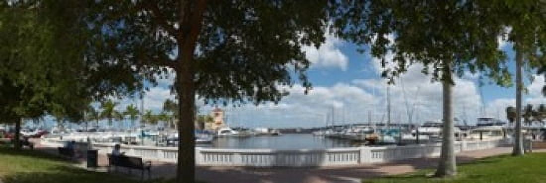 Park at the riverside Twin Dolphin Marina Manatee River Bradenton Manatee County Florida USA Canvas Art - Panoramic Images (18 x 6)