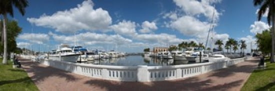 Park at the riverside Twin Dolphin Marina Manatee River Bradenton Manatee County Florida USA Canvas Art - Panoramic Images (36 x 12)