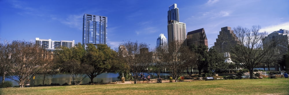Park with skyscrapers in the background Zilker Park Austin Texas USA Canvas Art - Panoramic Images (36 x 12)