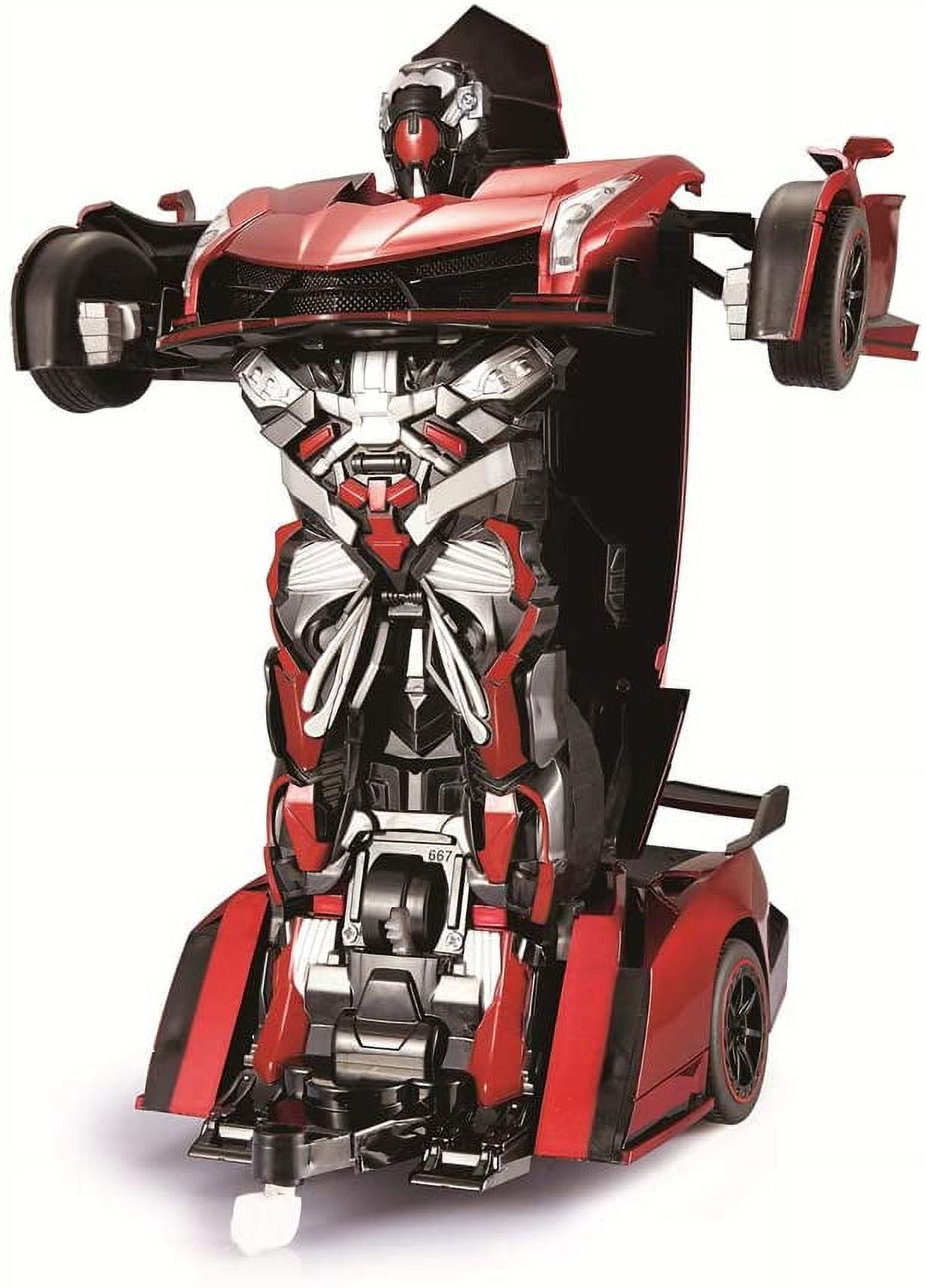 Park10 Toys Transforming RC Remote Control Robot Drifting Sports Race Car Toy w/ Sounds, LED Lights