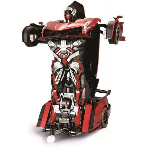 Park10 Toys Transforming RC Remote Control Robot Drifting Sports Race Car Toy w/ Sounds, LED Lights