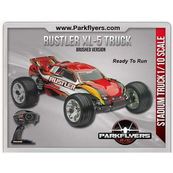 ParkFlyers 37054-1 The Traxxas Rustler 1-10 Scale 2WD Stadium Truck XL-5 & RC Car