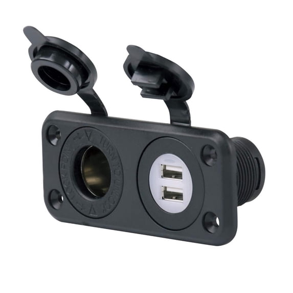 ParkPower 12VCOMBORV Black Deluxe Dual 12-24V Combo RV USB Charger Receptacle