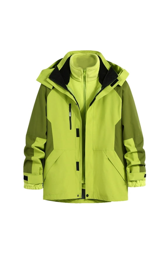 Parka Jacket Men Unisex Long-Sleeved Hooded Windproof Thickened Outdoor Sports with Pockets Zipper Warm Jacket Winter Coats for Men