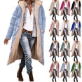 thumbnail image 1 of Parka Jacket Women Waterproof Fleece Lined Hooded Warm Winter Coat with Pockets Women's Winter Casual Loose Fashion Color Pocket Zippered Tops Reversible Long Coat Sky Blue 2XL, 1 of 6