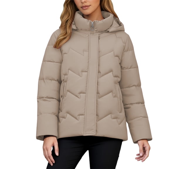 Parkas Winter Coats for WomenStylish Winter Warm Hooded Padded Coat For Fashionable Thickened Quilted Outerwear With Comfortable Fit And Elegant Design For Cold Weather And Daily Outings