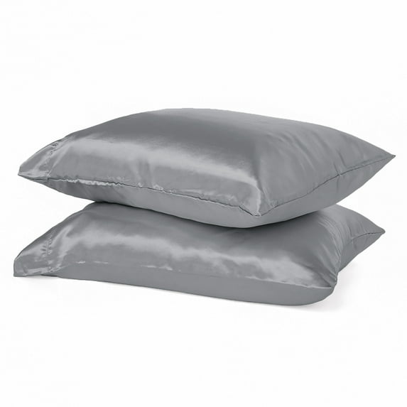Parkdale 2-Pack Silky Soft Satin Pillow Cases with Hidden Zipper (King, Charcoal)