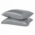 thumbnail image 1 of Parkdale 2-Pack Silky Soft Satin Pillow Cases with Hidden Zipper (Standard, Charcoal), 1 of 4