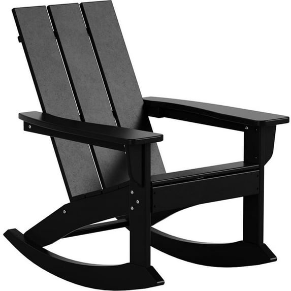 Parkdale Outdoor HDPE Plastic Adirondack Rocking Chair in Black