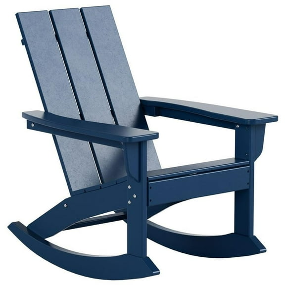 Parkdale Outdoor HDPE Plastic Adirondack Rocking Chair in Navy Blue