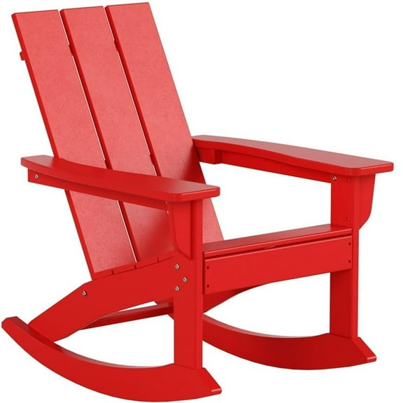 Parkdale Outdoor HDPE Plastic Adirondack Rocking Chair in Red