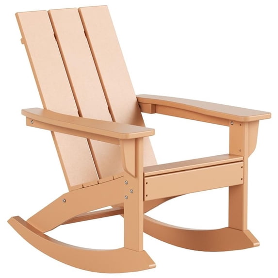 Parkdale Outdoor HDPE Plastic Adirondack Rocking Chair in Teak