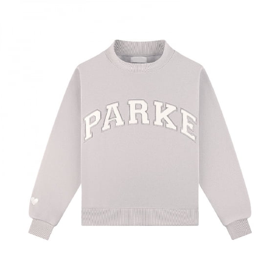 Women Oversized Sweatshirt, PARKE Letter & Heart Patch Embroidery Loose Long Sleeve Casual Pullover Tops