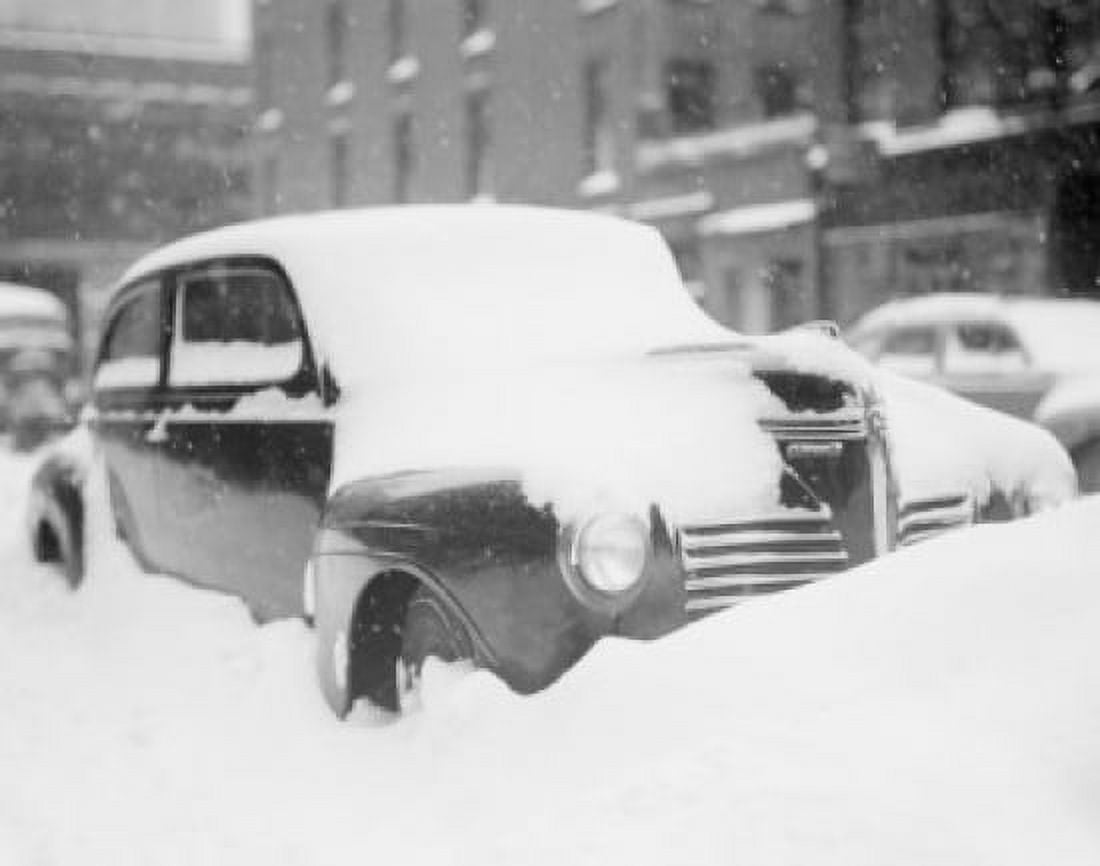 Parked car covered by snow Canvas Art - (24 x 36)