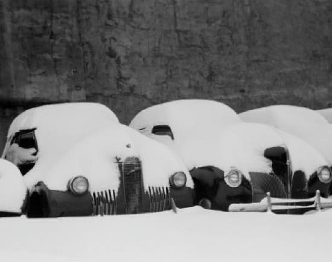 Parked cars covered by snow Canvas Art - (18 x 24)