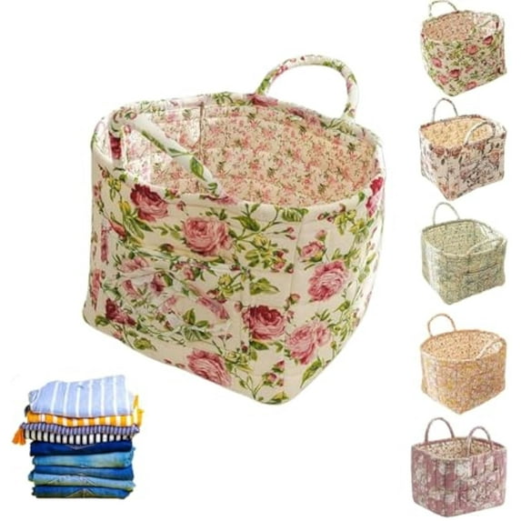 Parkeenn Boho Floral Laundry Baskets Large Capacity Fabric Storage Basket with Handles Collapsible Storage Baskets for Home Organization