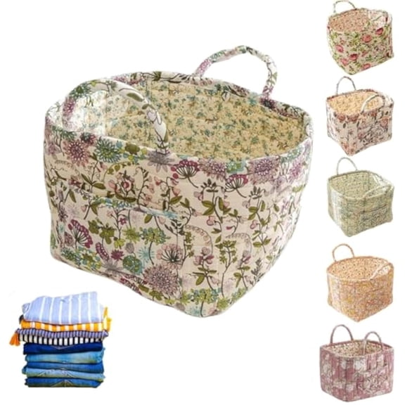 Parkeenn Boho Floral Laundry Baskets Large Capacity Fabric Storage Basket with Handles Collapsible Storage Baskets for Home Organization