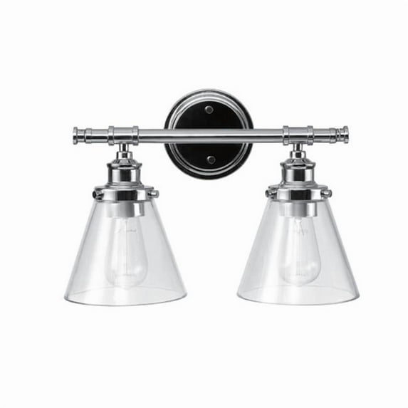 Parker 2 Lights Incandescent Vanity Light Wall Mount, Chrome