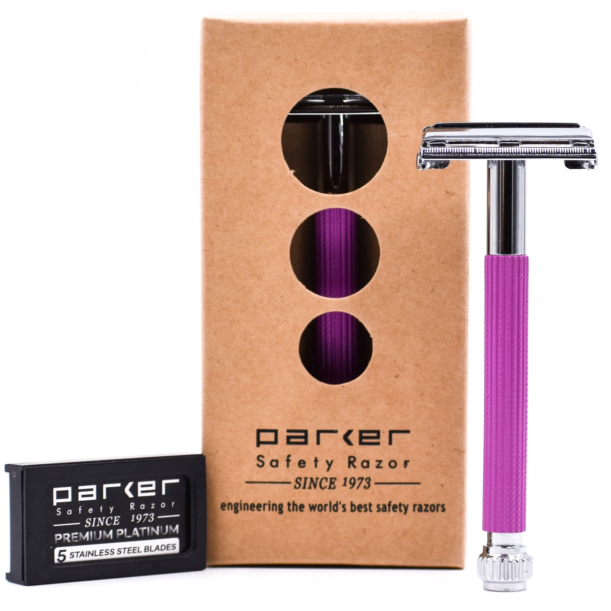 Parker 29L Women's Double Edge Butterfly Open Safety Razor (Lavender) & 5 Blades