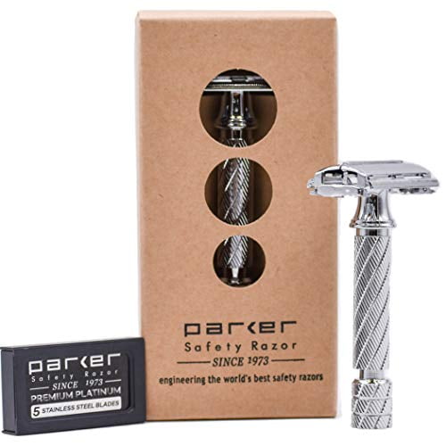 Parker 87R Men's Butterfly Open Double Edge Safety Razor w/ 5 Parker Blades