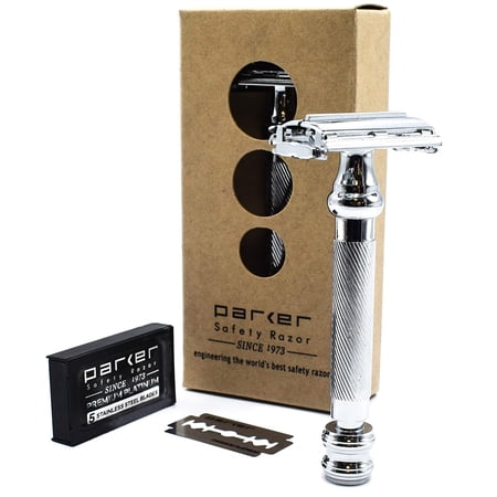 Parker 99R Butterfly Open Double Edge Safety Razor & 5 Double Edge Razor Blades