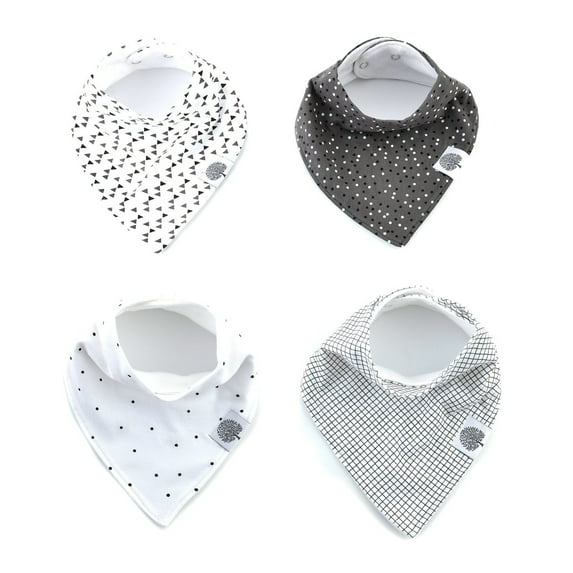 Parker Baby Bandana Drool Bibs - 4 Pack Baby Bibs for Boys, Girls, Unisex - "Shadow Set"