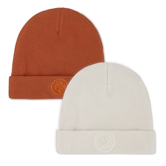Parker Baby Co. 2 Pack Baby Beanie - Clay/Snow