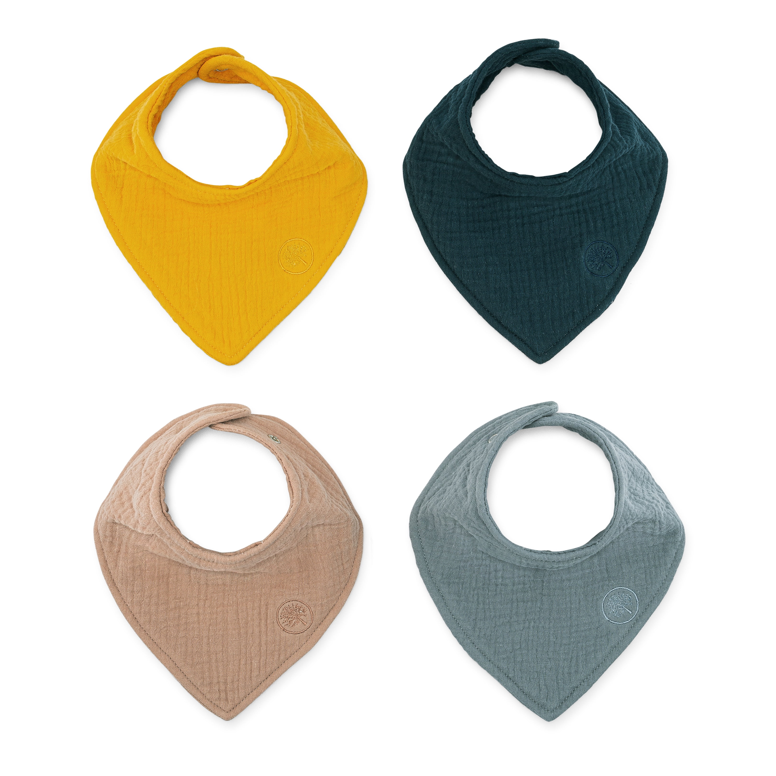 Parker Baby Co. Muslin Bandana Drool Bibs - 4 Pack for Boys, Girls, Unisex - Dune